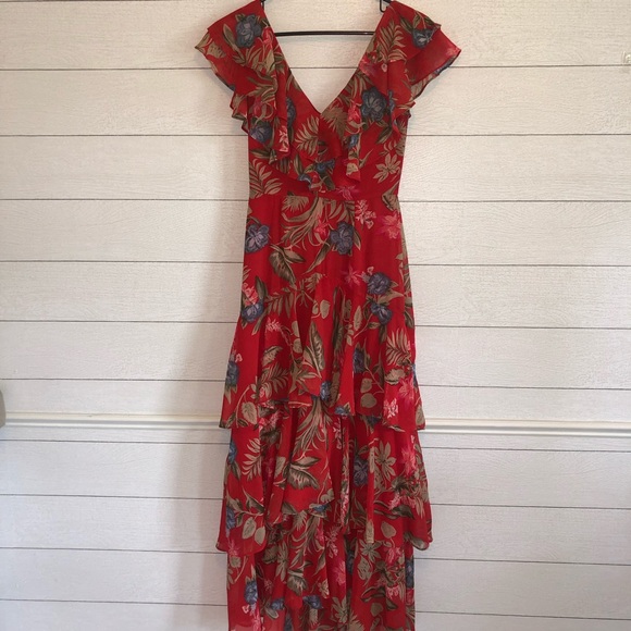 WAYF revolve Red Chelsea Floral Ruffle Dress - XS F - Picture 2 of 7